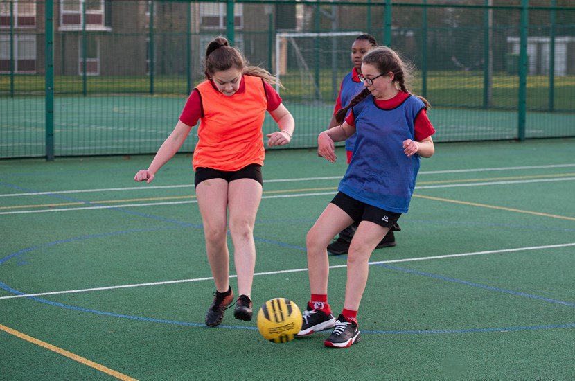 Doncaster School for the Deaf pupils playing football