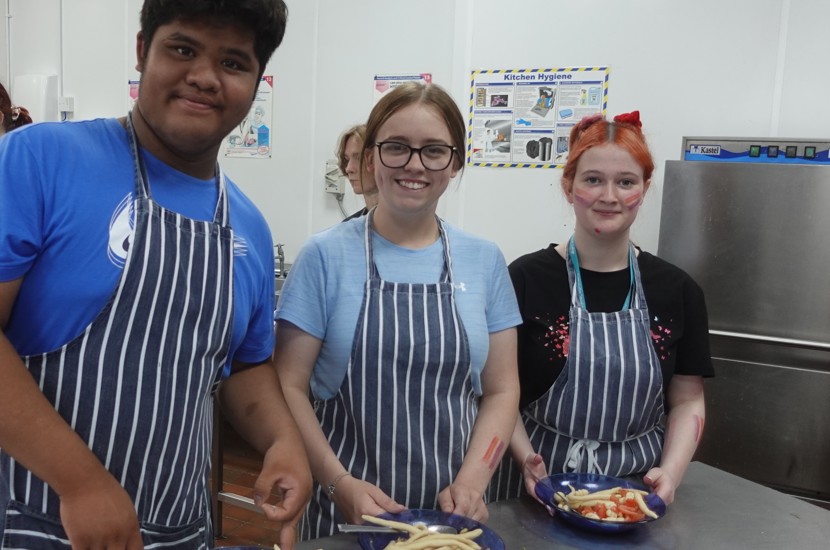 Students from Communication Specialist College Doncaster taking part in the GUINNESS WORLD RECORDS™ cooking lesson attempt