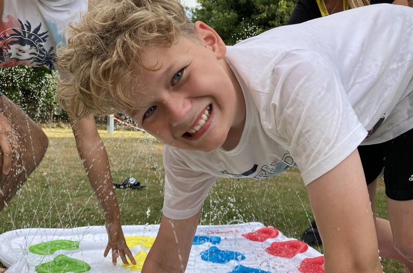 Dickson House resident playing twister
