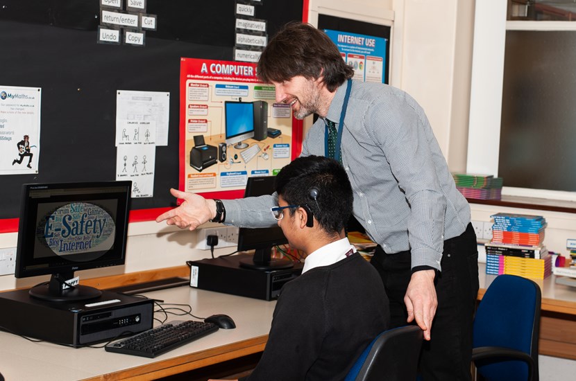 School Pupils working on computer safety