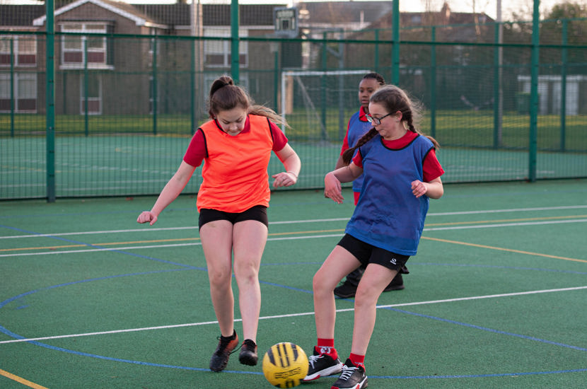 Doncaster School for the Deaf pupils playing football